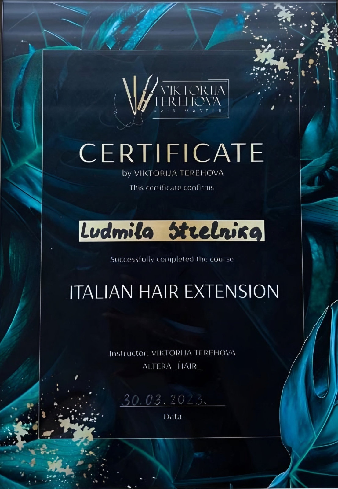 Certificate — Italian hair extension